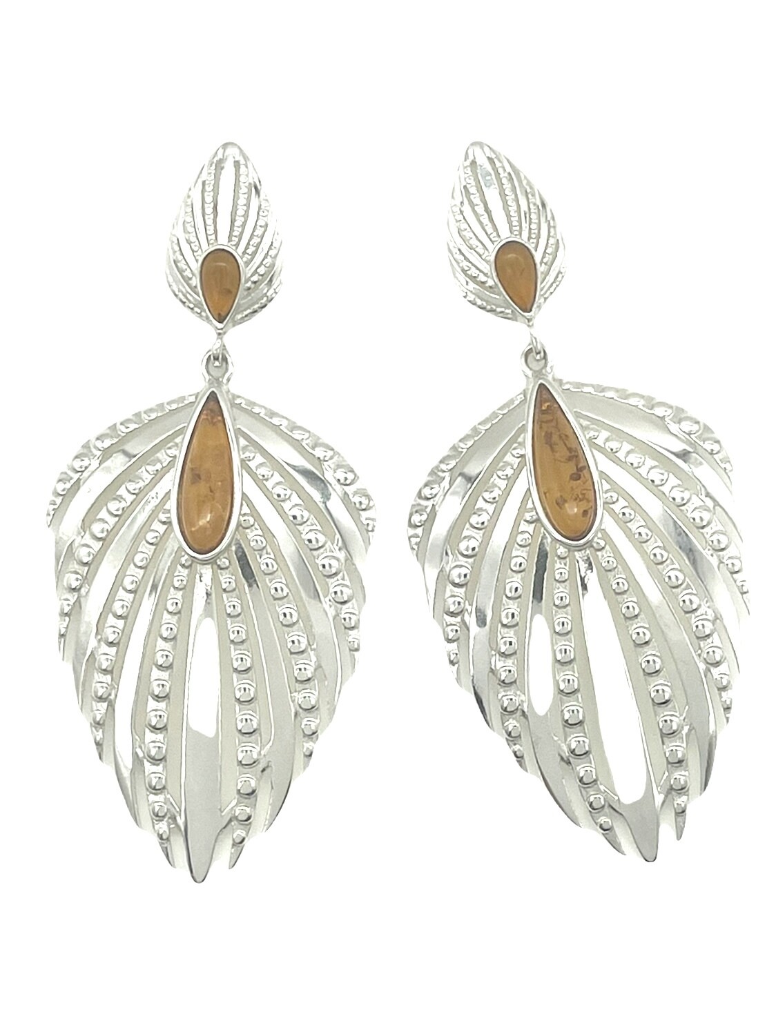 Silver and Amber Earrings
