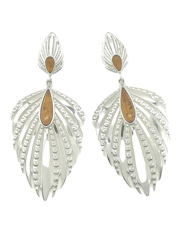 Silver and Amber Earrings