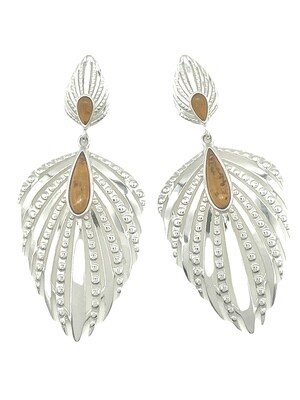 Silver and Amber Earrings