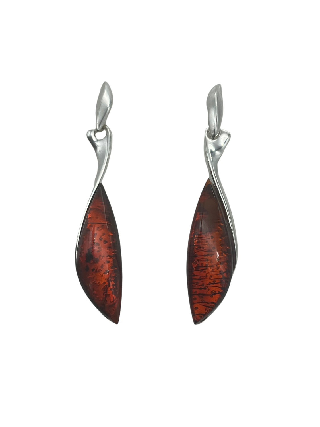 Silver and Amber Earrings