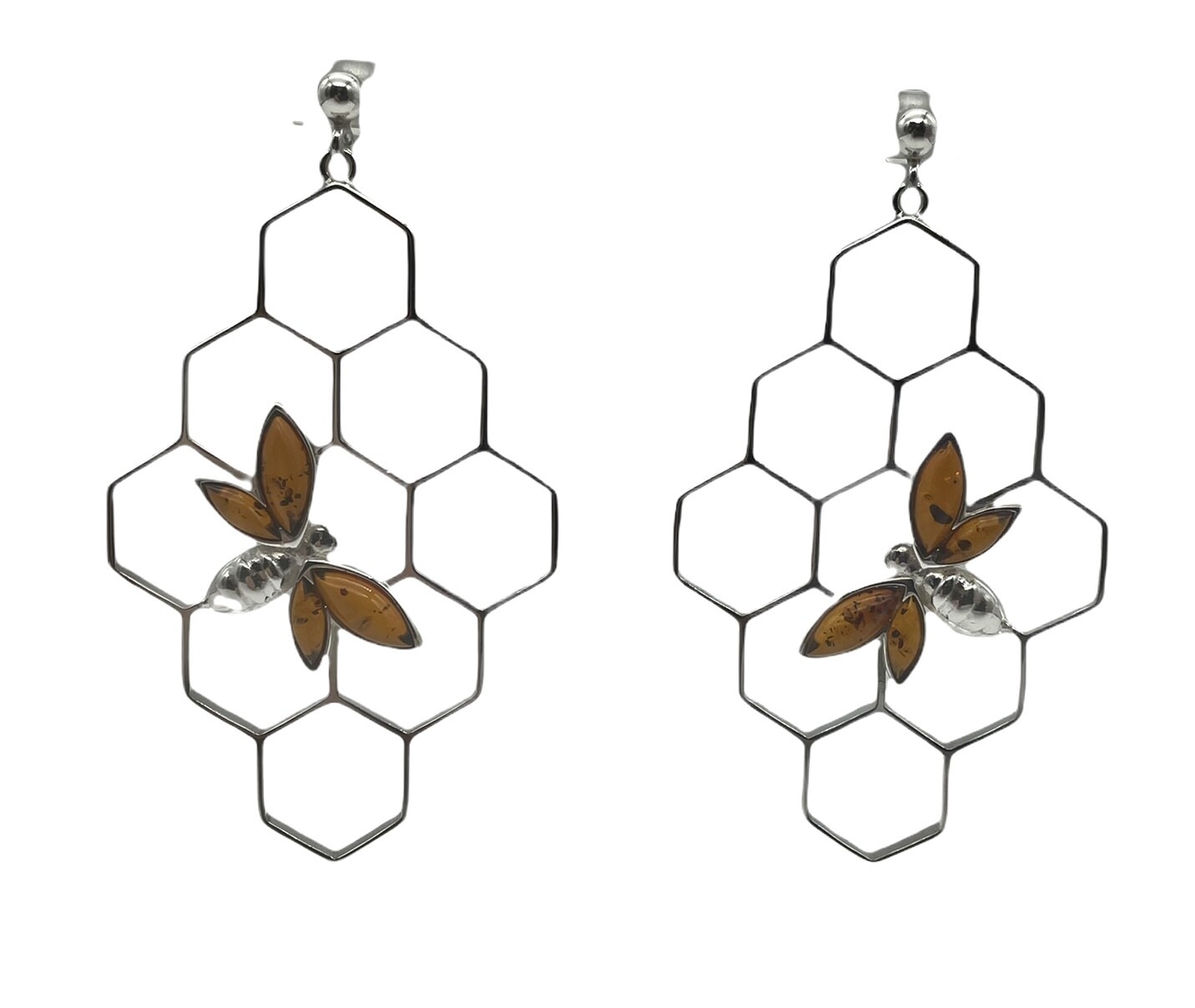 Silver and Amber Earrings