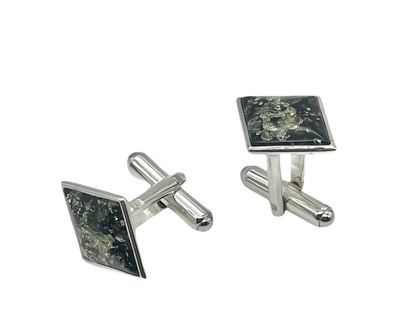 Silver and Amber Cufflinks