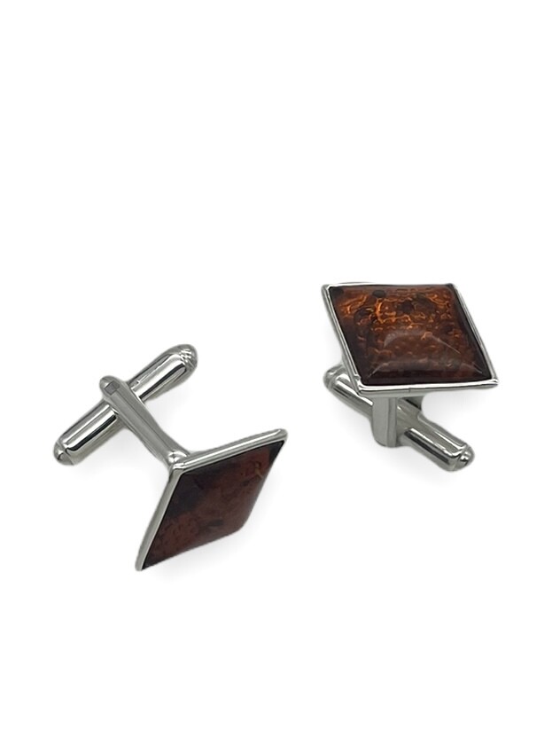 Silver and Amber Cufflinks
