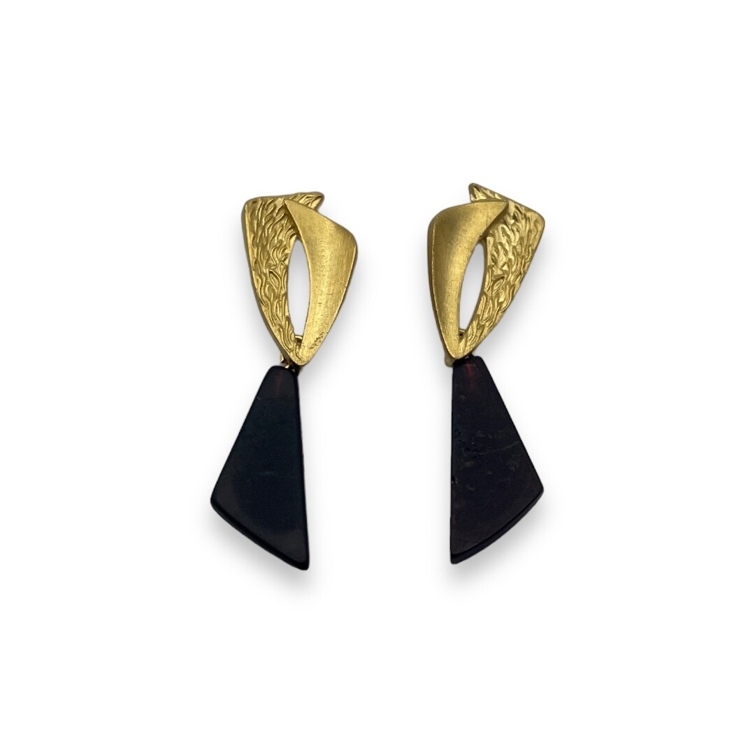Gold plated Sterling Silver and Amber Earrings