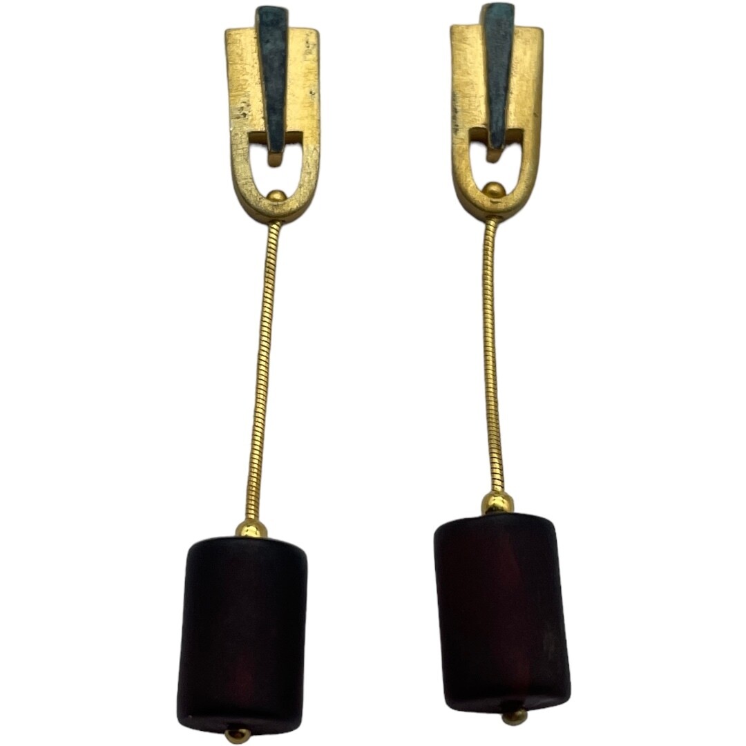 Gold plated Sterling Silver and Amber Earrings