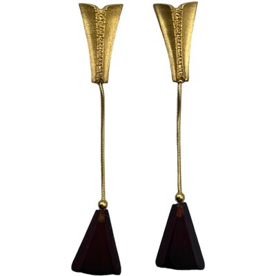 Gold plated Sterling Silver and Amber Earrings