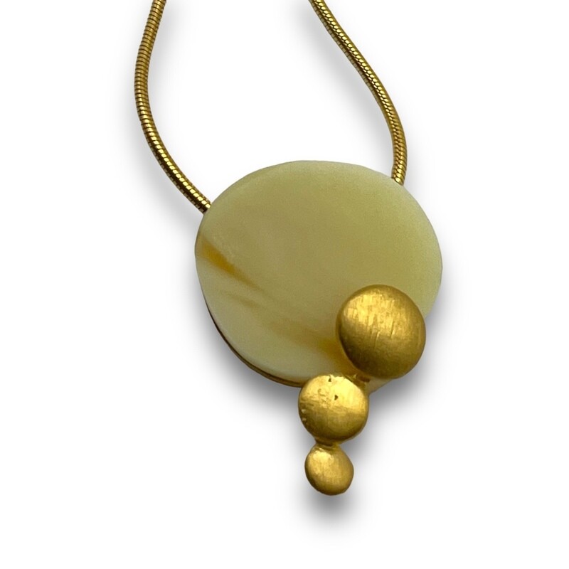 Gold Coated Sterling Silver and Amber Necklace