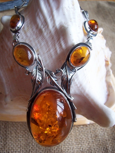 Silver and Amber Necklace