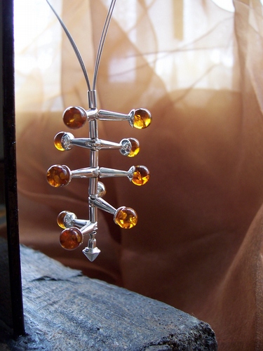 Silver and Amber Necklace