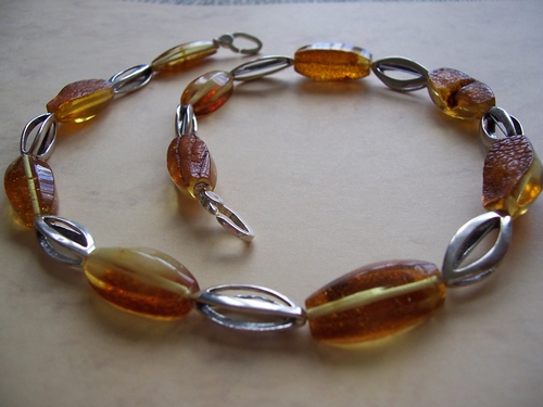 Silver and Amber Necklace
