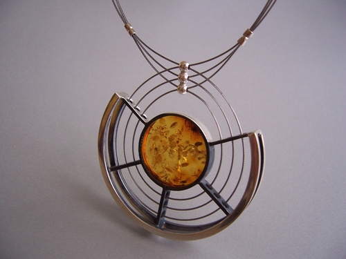 Silver and Amber Necklace