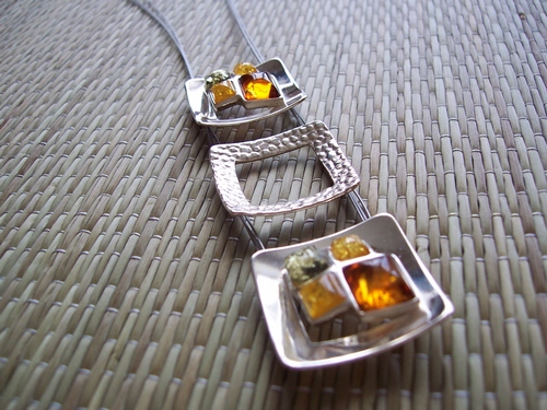 Silver and Amber Necklace