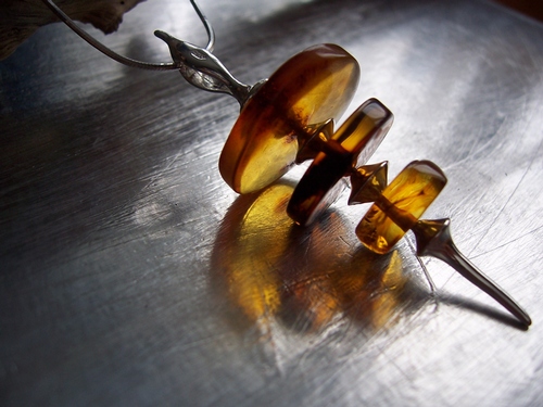 Silver and Amber Pendant