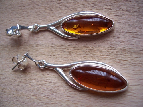 Silver and Amber Earrings