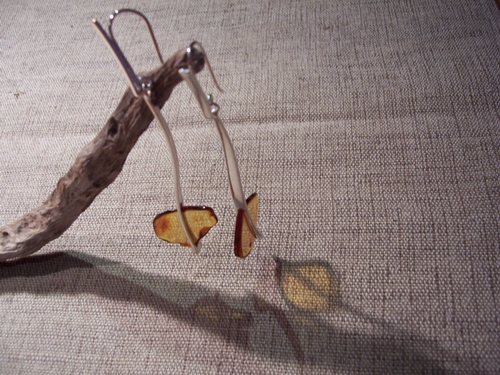 Silver and Amber Earrings