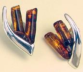 Silver and Amber Earrings - Studs