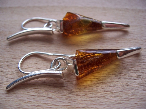 Silver and Amber Earrings