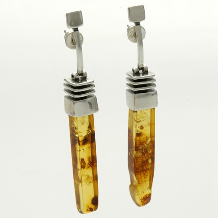Silver and Amber Earrings