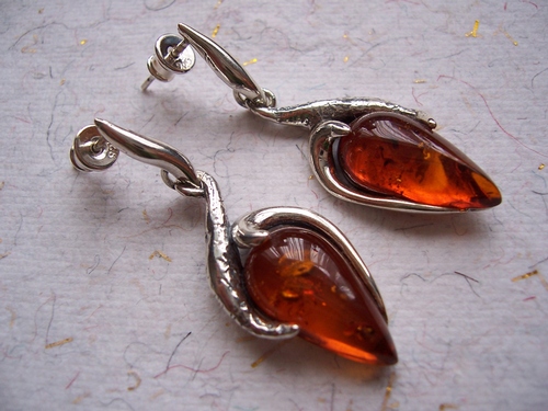 Silver and Amber Earrings