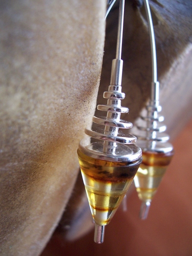 Silver and Amber Earrings