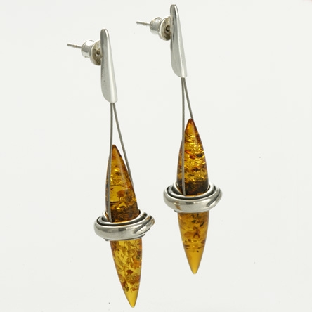 Silver and Amber Earrings