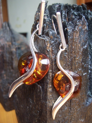Silver and Amber Earrings