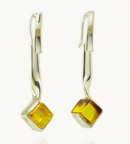 Silver and Amber Earrings