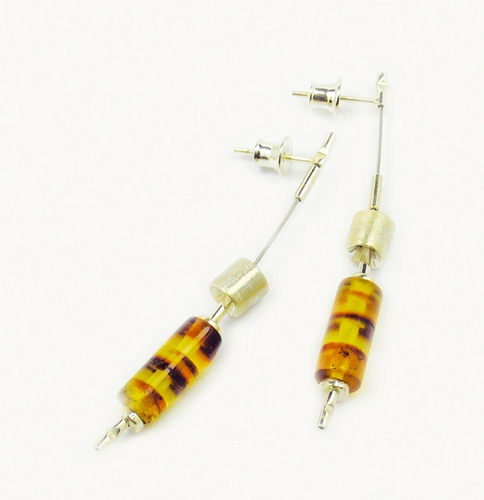 Silver and Amber Earrings