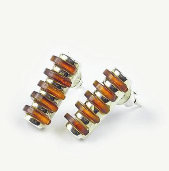 Silver and Amber Earrings