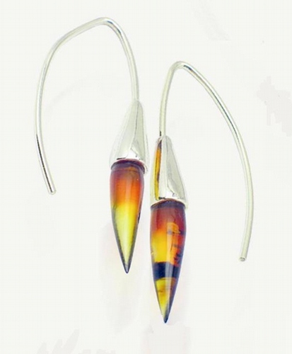 Silver and Amber Earrings