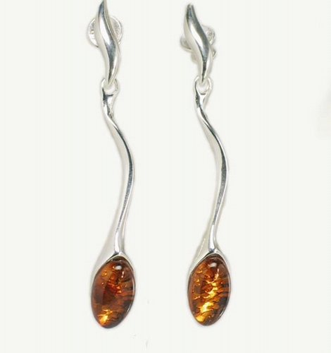 Silver and Amber Earrings