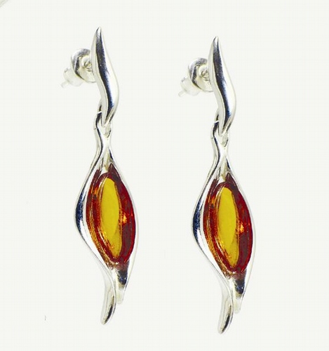 Silver and Amber Earrings