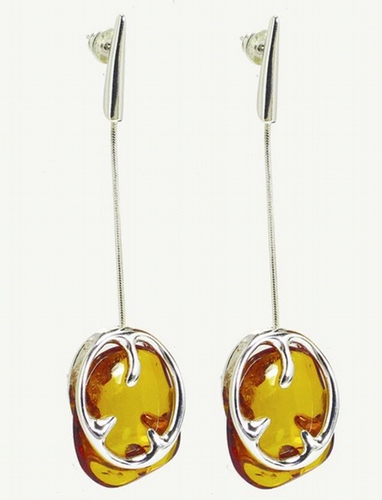 Silver and Amber Earrings