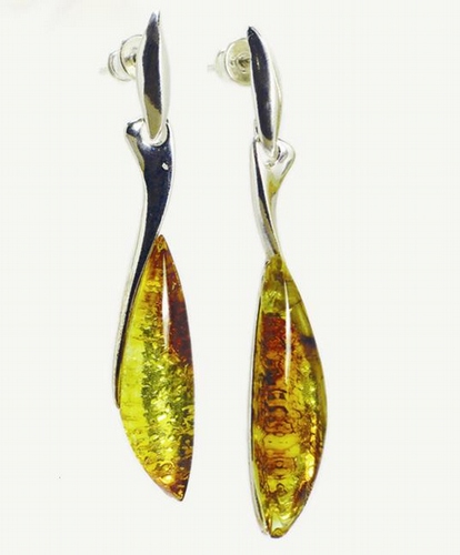 Silver and Amber Earrings