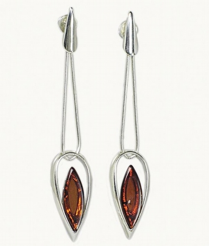 Silver and Amber Earrings