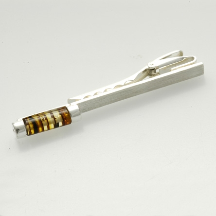 Silver and Amber Tie Pin