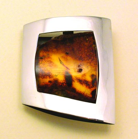 Silver and Amber Brooch