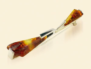 Silver and Amber Brooch