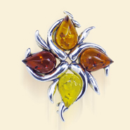 Silver and Amber Brooch