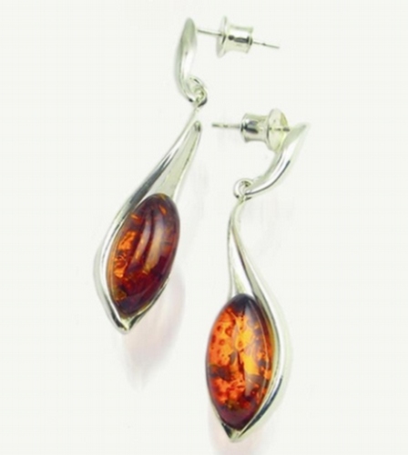 Silver and Amber Earrings