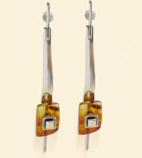 Silver and Amber Earrings