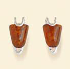 Silver and Amber Earrings - Studs