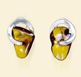 Silver and Amber Earrings - Studs
