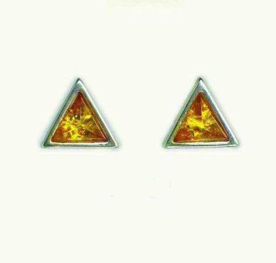 Silver and Amber Earrings - Studs