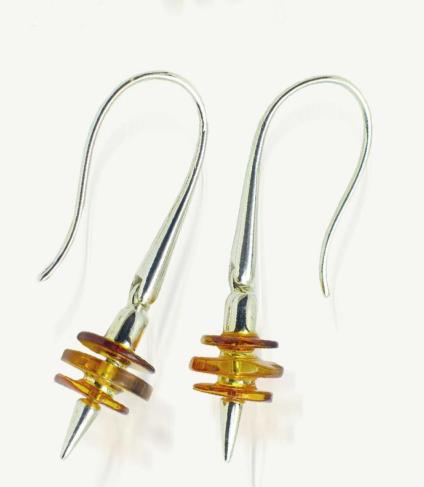 Silver and Amber Earrings