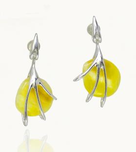 Silver and Amber Earrings