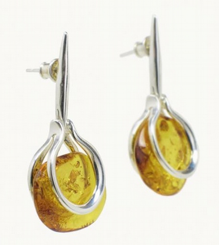 Silver and Amber Earrings