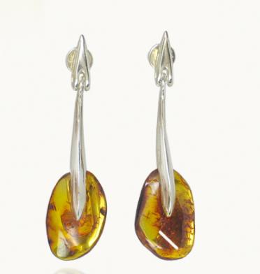 Silver and Amber Earrings