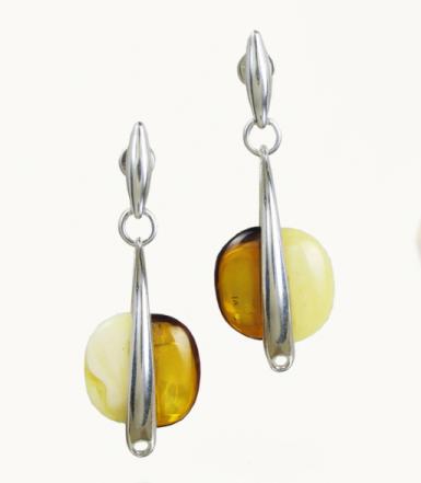 Silver and Amber Earrings