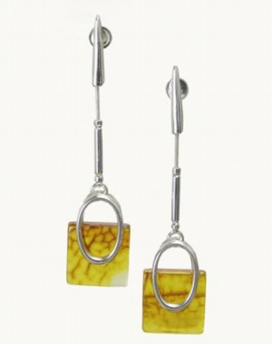 Silver and Amber Earrings
